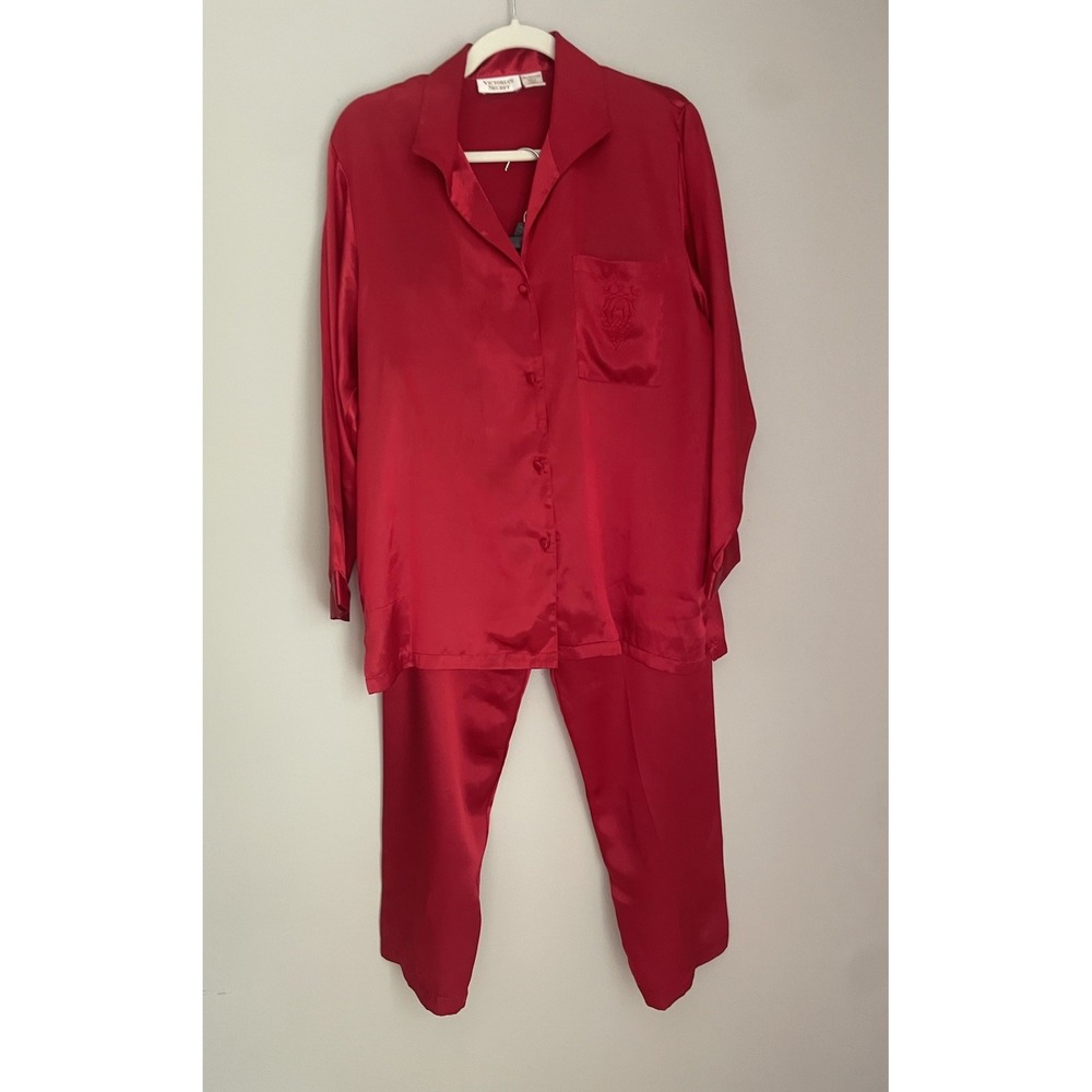Silky Red Button-Front Pajama Set - Women Intimates
